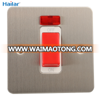 Hailar wall switch polished chrome 45A 1 gang double pole switch with neon